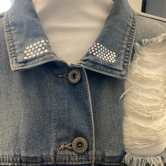 Distressed Denim Sequin Angel Jacket ( Size: XL) - Picture 7 of 7